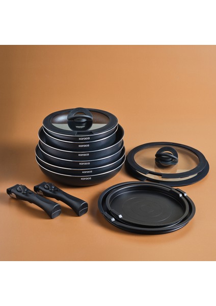 Biodiamond Easy Clip Çıkarılabilir Saplı İndüksiyon Tabanlı 13 Parça Tencere / Tava Seti