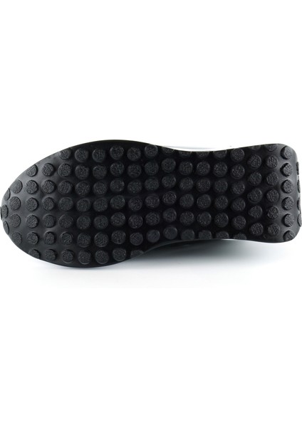 Mevira Plus Siyah Rugan Streç Gümüş Zincirli Beyaz Tabanlı Gizli Dolgu Topuklu Günlük Ayakkabı