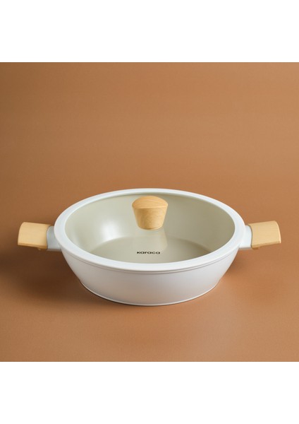 x Refika Swiss Crystal Almond Cream Indüksiyon Tabanlı Karnıyarık Tencere 26 cm