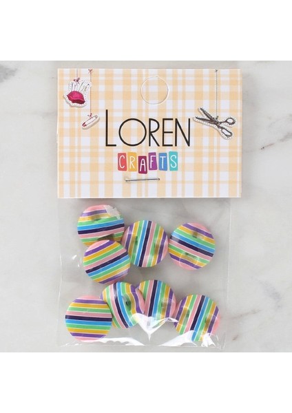 Loren Crafts 8'li Desenli Düğme - 1104