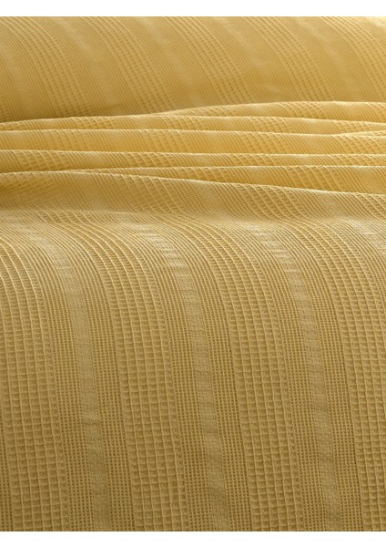 Tek Kişilik Waffle Pike 160X230CM, %100 Pamuk, Petek Tasarım, Hardal fiyatları