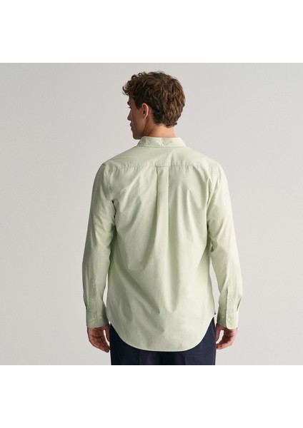 Erkek Yeşil Regular Fit Düğmeli Yaka Broadcloth Gömlek modelleri