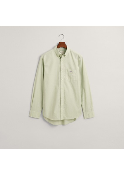 Erkek Yeşil Regular Fit Düğmeli Yaka Broadcloth Gömlek fırsatları