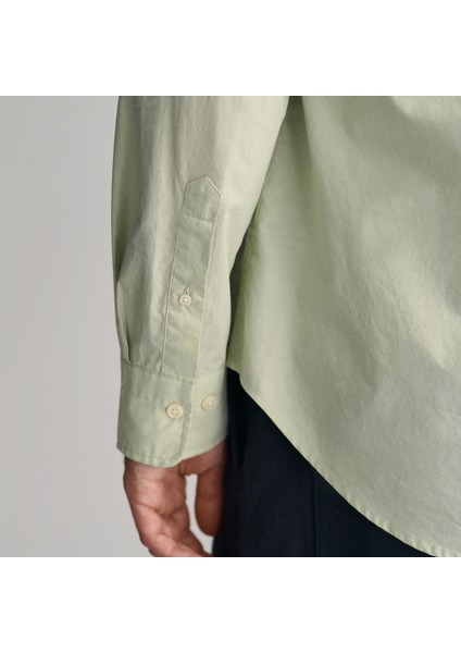 Erkek Yeşil Regular Fit Düğmeli Yaka Broadcloth Gömlek indirimleri