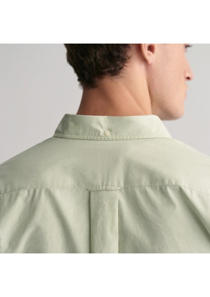 Erkek Yeşil Regular Fit Düğmeli Yaka Broadcloth Gömlek