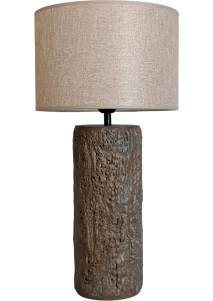 Lersen Taş Dokulu Kahverengi Abajur