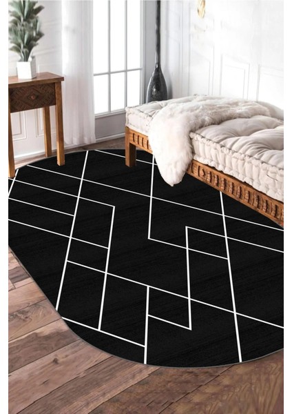 Dijital Kaymaz Yıkanabilir Modern Salon Halısı Mutfak Halısı Koridor Halısı Oval Halı Yolluk DC-4087 Oval fiyatları