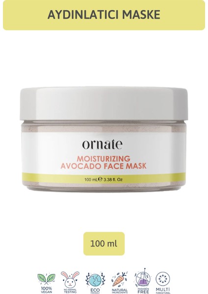 Avokado Özlü Krem Yüz Maskesi 100 ml – Siyah Nokta ve Sivilce Karşıtı, Arındırıcı ve Nemlendirici, Tüm Cilt Tipleri İçin