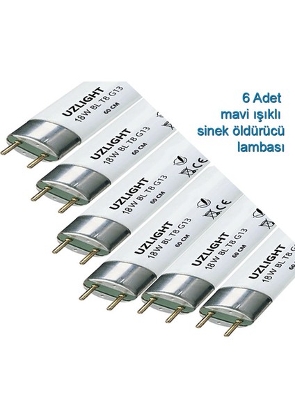 Şavk Shawk 6 Adet Elektrikli Sinek Öldürücü Mor Işıklı Lambası 900481