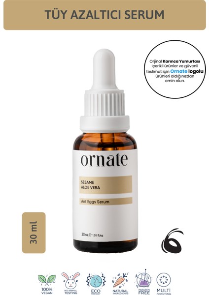 Karınca Yumurtası Yağlı Tüy Azaltıcı ve Dökücü Serum 30ML %5 Formic Acid + %10 Aloe Vera