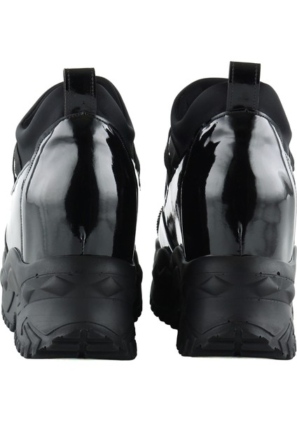 Mevira Siyah Rugan Streç Gümüş Zincirli Gizli Dolgu Topuklu Günlük Ayakkabı fırsatları