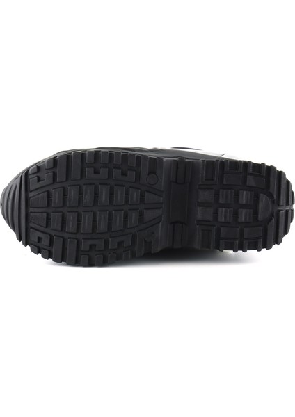 Mevira Siyah Rugan Streç Gümüş Zincirli Gizli Dolgu Topuklu Günlük Ayakkabı