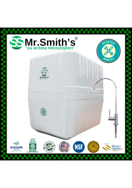 Mr.smith's Home Concept Montaj Dahil Kompozit (Coconut Tatlandırıcı Multimineral Dublealkali) Filtreli Su Arıtma Cihazı