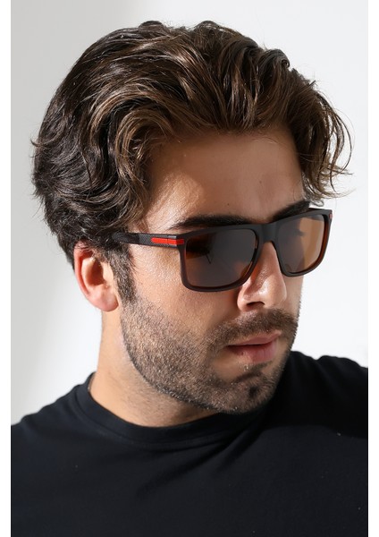 Erkek Kare Mat Kahverengi Polarize Güneş Gözlüğü 23059 C3 P M fiyatları