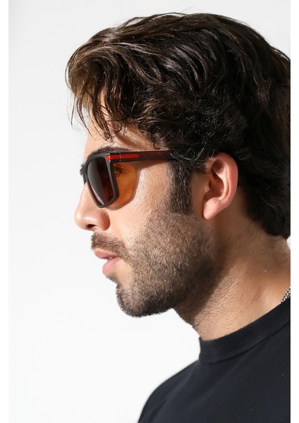 Erkek Kare Mat Kahverengi Polarize Güneş Gözlüğü 23059 C3 P M fırsatları