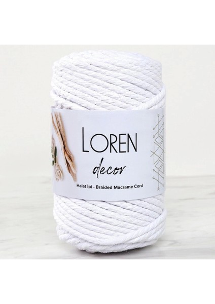 Loren Decor 3 Büküm Makrome Ipi Beyaz - L001