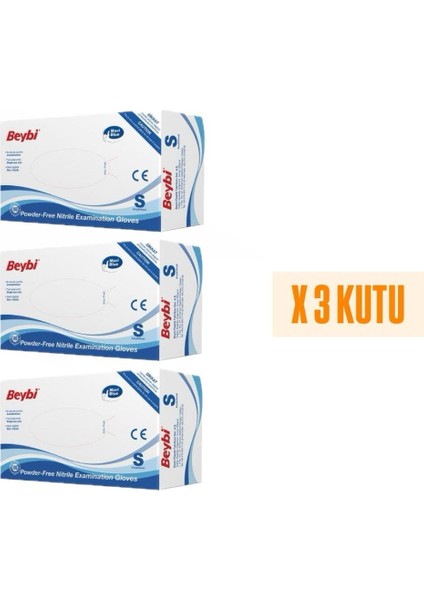 3 Kutu Pudrasız Mavi Nitril Muayene Eldiveni- Small Beden fiyatları