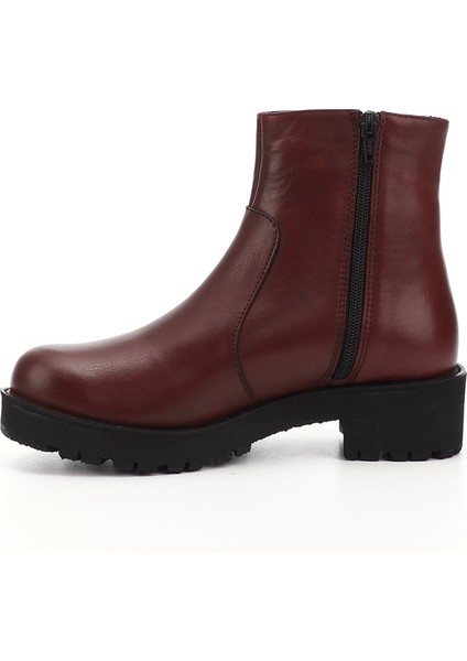 Kadın Antik Bordo Fermuarlı Kalın Topuklu Hakiki Deri Bot modelleri