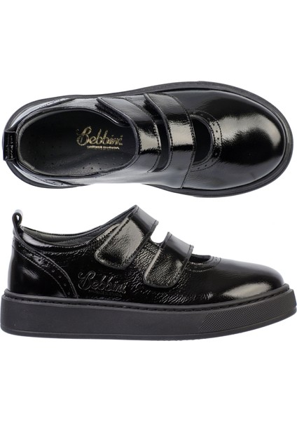 Twin-Siyah Hakiki Deri Kız Çocuk Okul Ayakkabısı