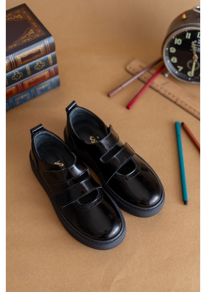 Twin-Siyah Hakiki Deri Kız Çocuk Okul Ayakkabısı modelleri