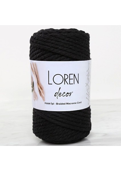 Loren Decor 3 Büküm Makrome Ipi Siyah - L006