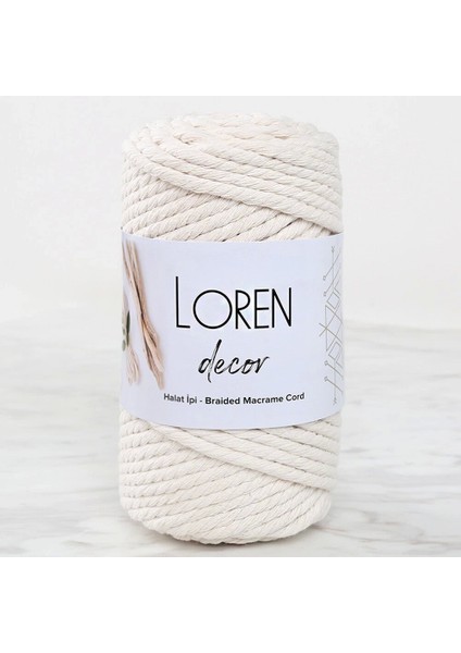 Loren Decor 3 Büküm Makrome Ipi Krem- L002