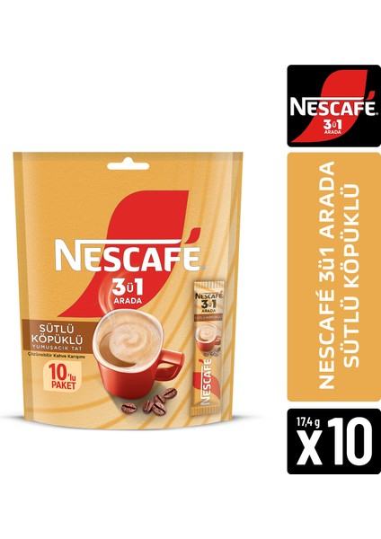 3'ü 1 Arada Sütlü Köpüklü 10'lu Paket 10x17.4g