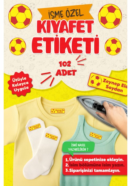 Kıyafet Etiketi - Okul Kıyafetlerine Kişiye Özel 30 Saniyede Kolay Uygulama Yıkanabilir -Galatasaray