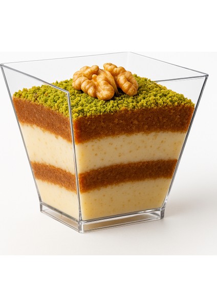 Prizma Mika Plastik+Kapak Küp Sunum Kase 200CC 50 Adet Mika Prizma