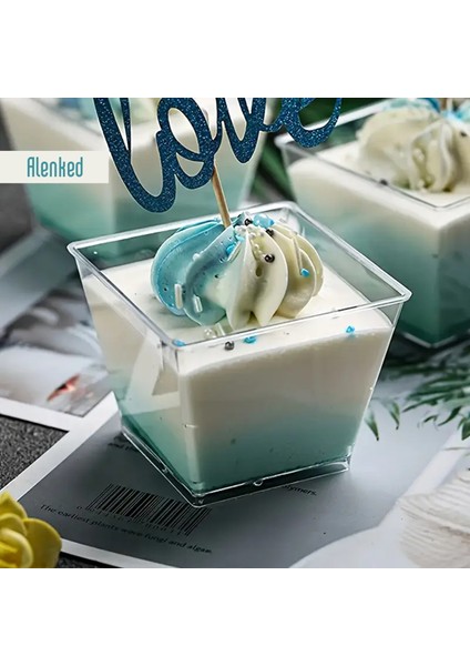 Prizma Mika Plastik+Kapak Küp Sunum Kase 200CC 50 Adet Mika Prizma