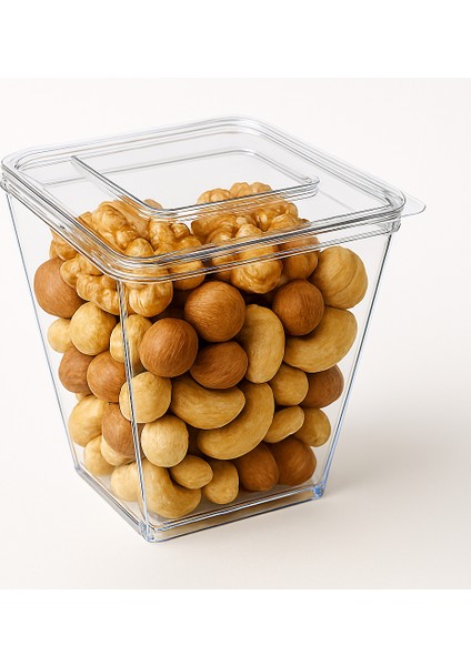 Prizma Mika Plastik+Kapak Küp Sunum Kase 200CC 100 Adet Mika Prizma