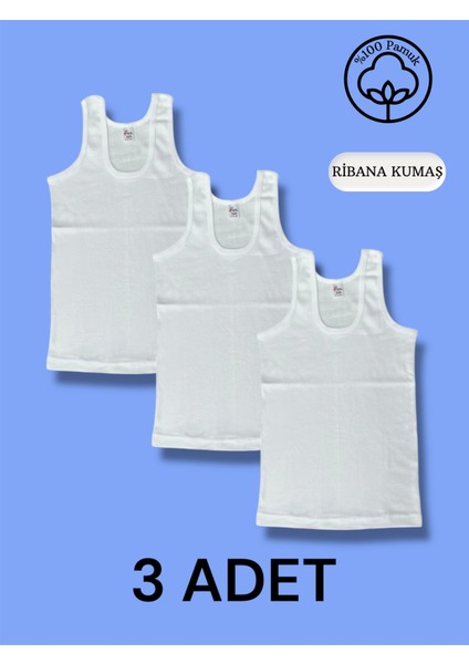 Yüksek Kalite Erkek Çocuk Pamuk Ribana Atlet Oval Yaka 3'lü Paket