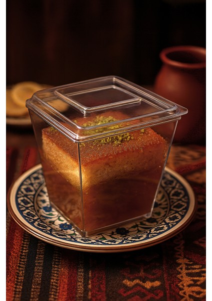 Prizma Mika Plastik+Kapak Küp Sunum Kase 200CC 200 Adet Mika Prizma