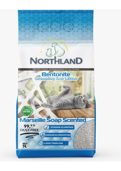 5 Lt Marsilya Sabun Kokulu Doğal Bentonit Kedi Kumu