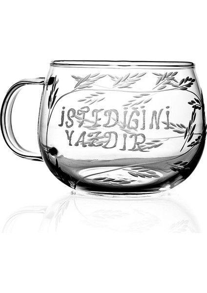 Kişiye Özel Isimli Kulplu Borosilikat Cam Kupa Bardak 410CC