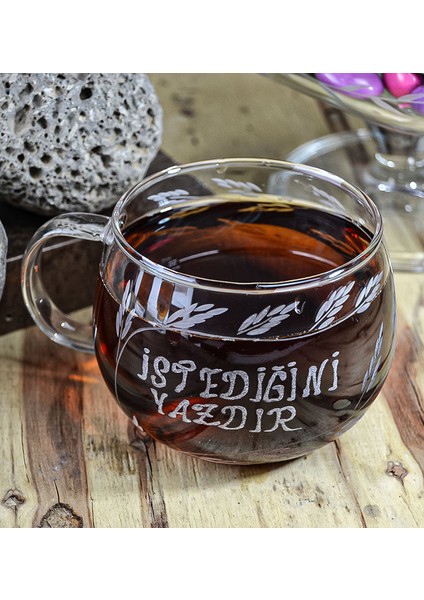 Kişiye Özel Isimli Kulplu Borosilikat Cam Kupa Bardak 410CC modelleri