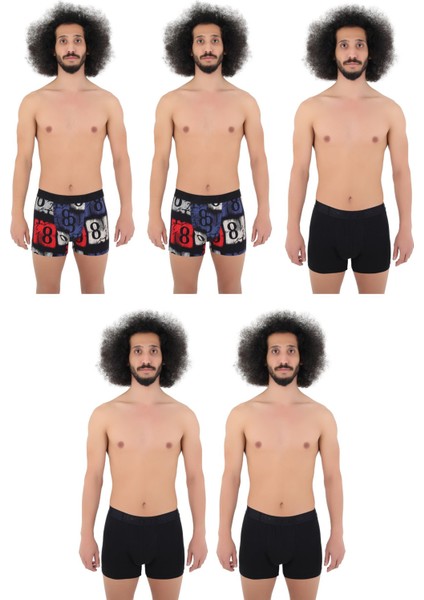 Erkek 5'li Desenli Renkli Pamuklu Premium Paket Boxer fiyatları