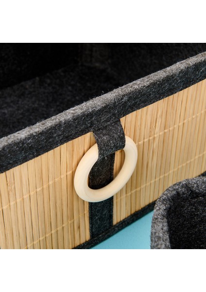 3'lü Bambu Sepet - Kahverengi / Gri modelleri