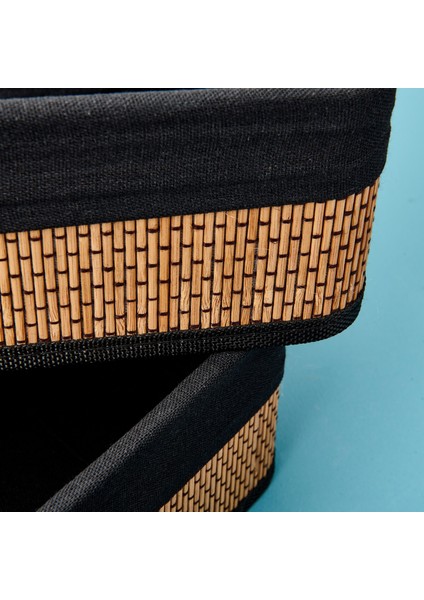 3'lü Bambu Sepet - Kahverengi / Siyah modelleri