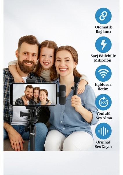 Kablosuz Lavalier Mikrofon | Mini Tak-Çalıştır Mikrofon | Youtube, Vlog, Röportaj, Canlı Yayın & Video Çekimi Için Çok Fonksiyonlu Mikrofon modelleri