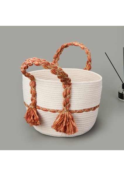 Urban Delight Dekoratif Sepet - Krem / Turuncu - 25X21 cm fiyatları