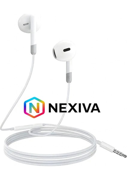 Kulakiçi Mikrofonlu Kablolu Kulaklık Beyaz Jak Girişli 3.5 Samsung Iphone Xiomi Redmi Oppo Tecno Huawei Telefonlarla Uyumludur