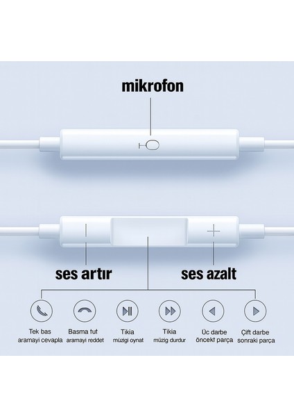 Kulakiçi Mikrofonlu Kablolu Kulaklık Beyaz Jak Girişli 3.5 Samsung Iphone Xiomi Redmi Oppo Tecno Huawei Telefonlarla Uyumludur indirimleri