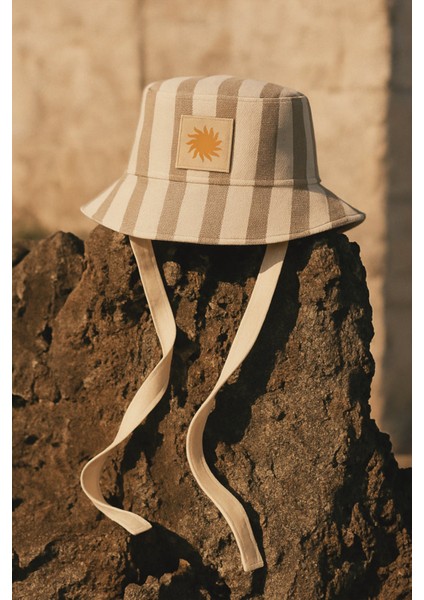 Güneş Canvas Bucket Şapka - Kahverengi/bej
