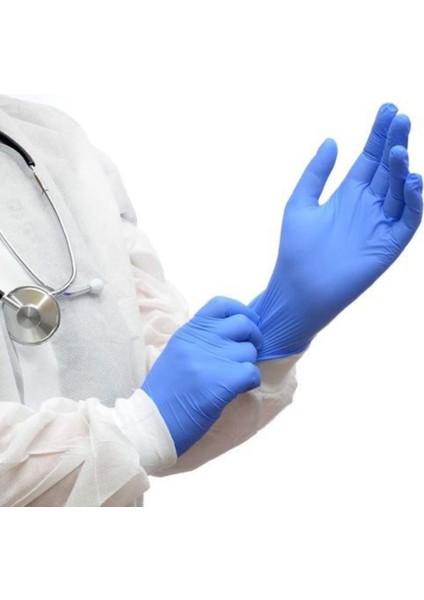 5 Kutu Pudrasız Mavi Nitril Muayene Eldiveni- Medium Beden indirimleri
