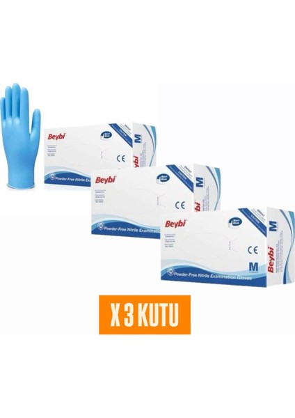 3 Kutu Pudrasız Mavi Nitril Muayene Eldiveni- Medium Beden fiyatları