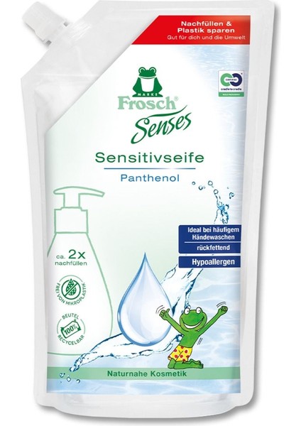 Senses Hassas Krem Sabun Panthenol 500 ml – Doğal Içerik, Cild Dostu, Ph 5,5, Renksiz, Vegan