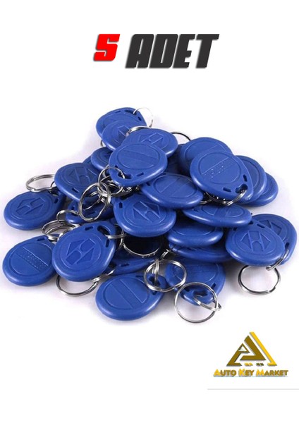 AutoKeyMarket Manyetik Anahtarlık - 5 Adet Rfid Keyfob Göstergeç Anahtarlık 125 Khz Proximity