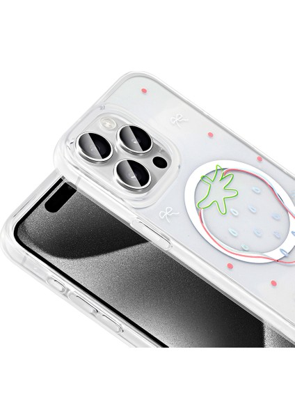 iPhone 15 Pro Max Uyumlu Kılıf Folk M-Safe Şarj Özellikli Şeffaf Desenli Çilek fiyatları
