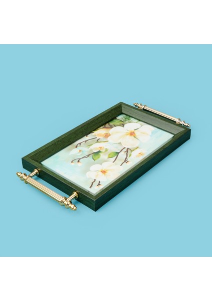 Kitchen Mini Çiçekli Tepsi - Renkli - 29X18 cm